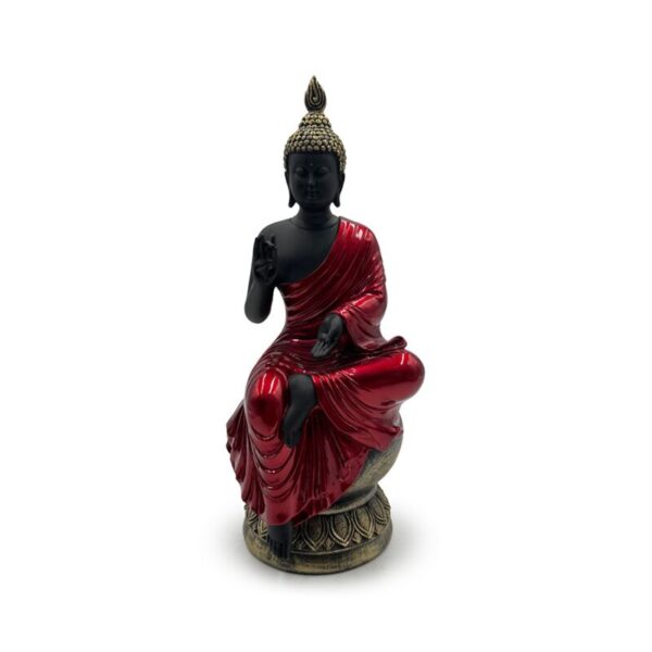 Decorative Thai Buddha Figurine - Red, Black & Gold Enlightenment