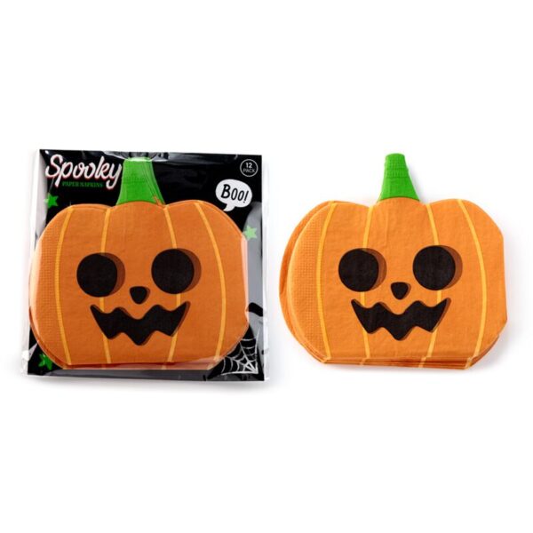 NAPK03_001_1739464824 Pack of 12 Napkins - Halloween Pumpkin