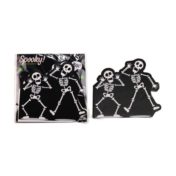 NAPK07_001_1739464833 Pack of 12 Napkins - Halloween Skeleton