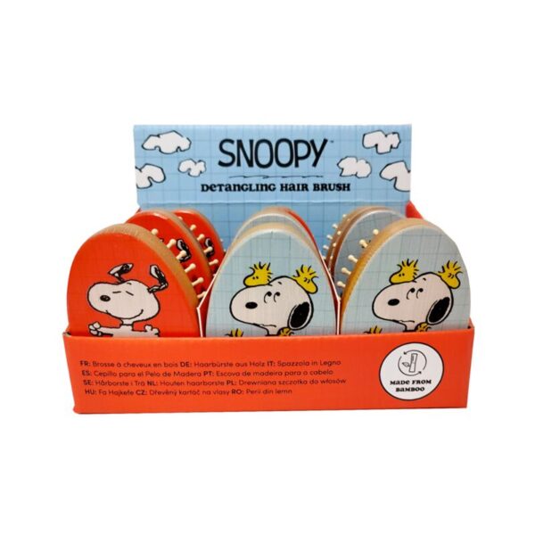 BRU41_001_1747661292 Bamboo Shaped Hair Brush - Peanuts Snoopy & Woodstock