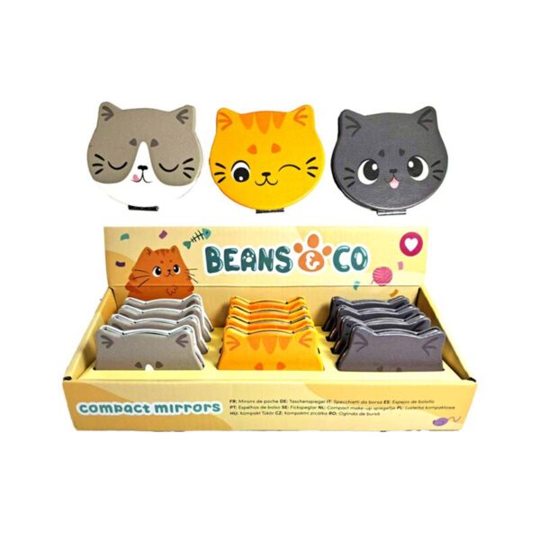 MIRR85_001_1754472864 Leatherette Compact Mirror - Beans & Co Cats