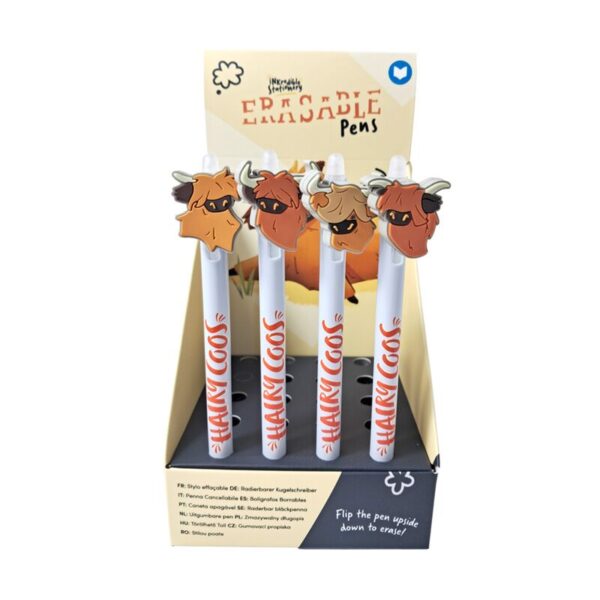 PEN325_001_1753082576 Erasable Pen with PVC Topper - Hairy Coos Highland Coo