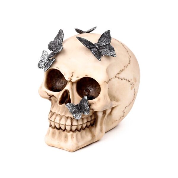 Decorative Ornament - Skull with Metallic Butterflies
