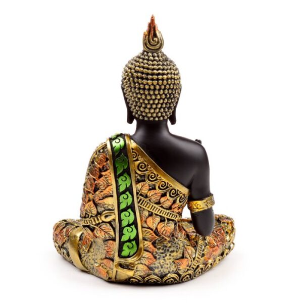 BUD383_004_1707135165 Decorative Black & Orange Gold Thai Buddha - Meditation