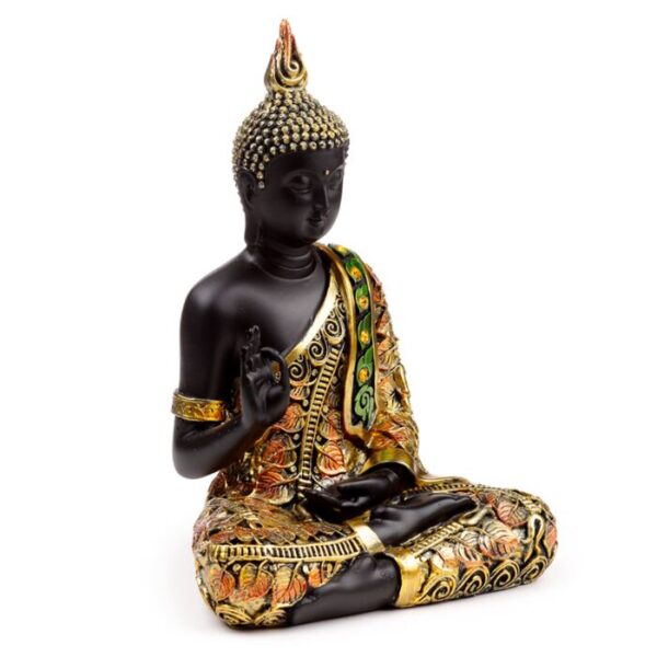 BUD383_006_1707135165 Decorative Black & Orange Gold Thai Buddha - Meditation