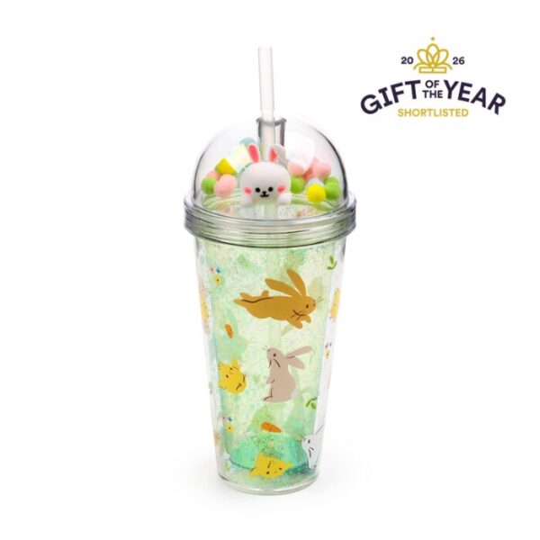 Double Walled Cup with Lid, Straw & Charms - Springtime