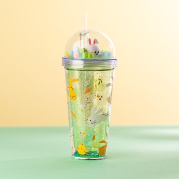 CUP90_003_1767865903 Double Walled Cup with Lid, Straw & Charms - Springtime