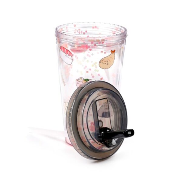 Shatterproof Double Walled Cup with Lid and Straw - Pusheen the Cat Sushi Club