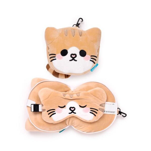 CUSH471_001_1768195035 Relaxeazzz Travel Pillow & Eye Mask - Adoramals Scottish Fold Cat