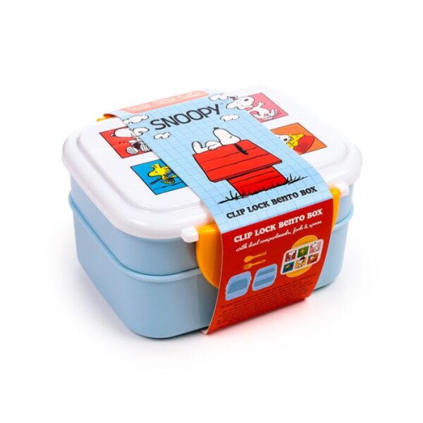 Bento Clip Lock Lunch Box with Cutlery - Peanuts Snoopy & Woodstock