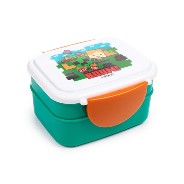 LBOX135_001_1763656740 Bento Clip Lock Lunch Box with Cutlery - Minecraft Chibi