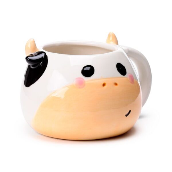 MUG478_001_1765879345 Ceramic Shaped Head Mug - Black & White Cow